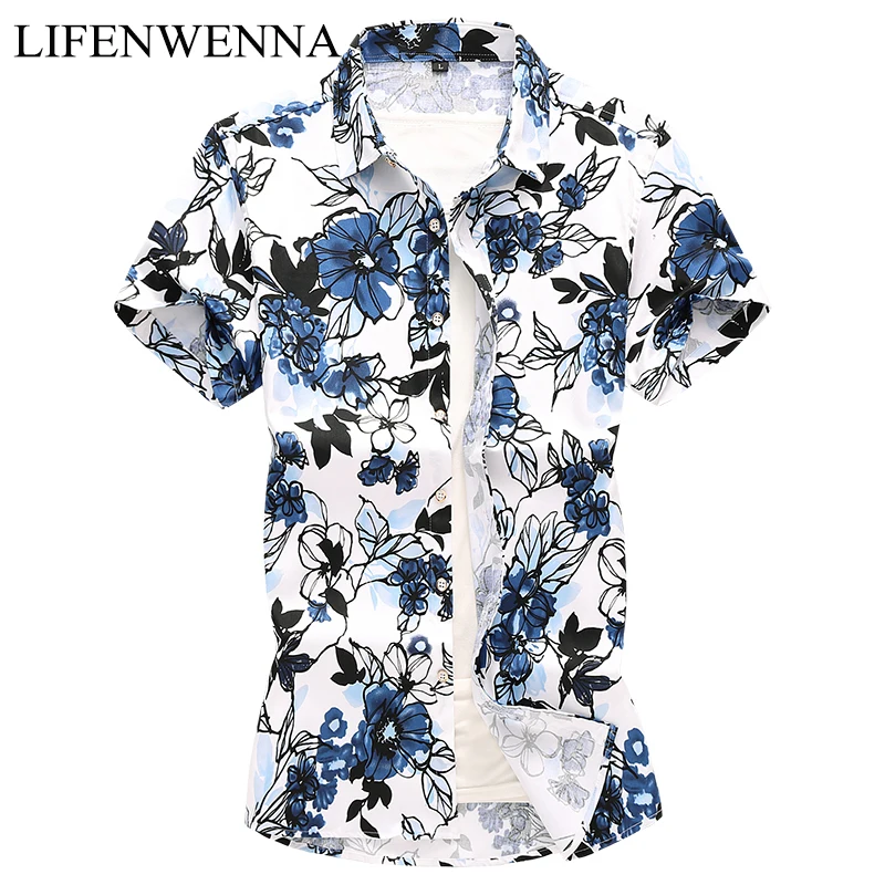 Гавайская рубашка мужская мужской Повседневное Camisa Masculina печатных Пляжные
