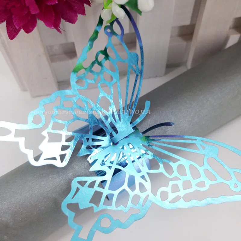 Креативная 100 шт лазерная резка пряжка держатель кольцо для салфеток бабочка рот