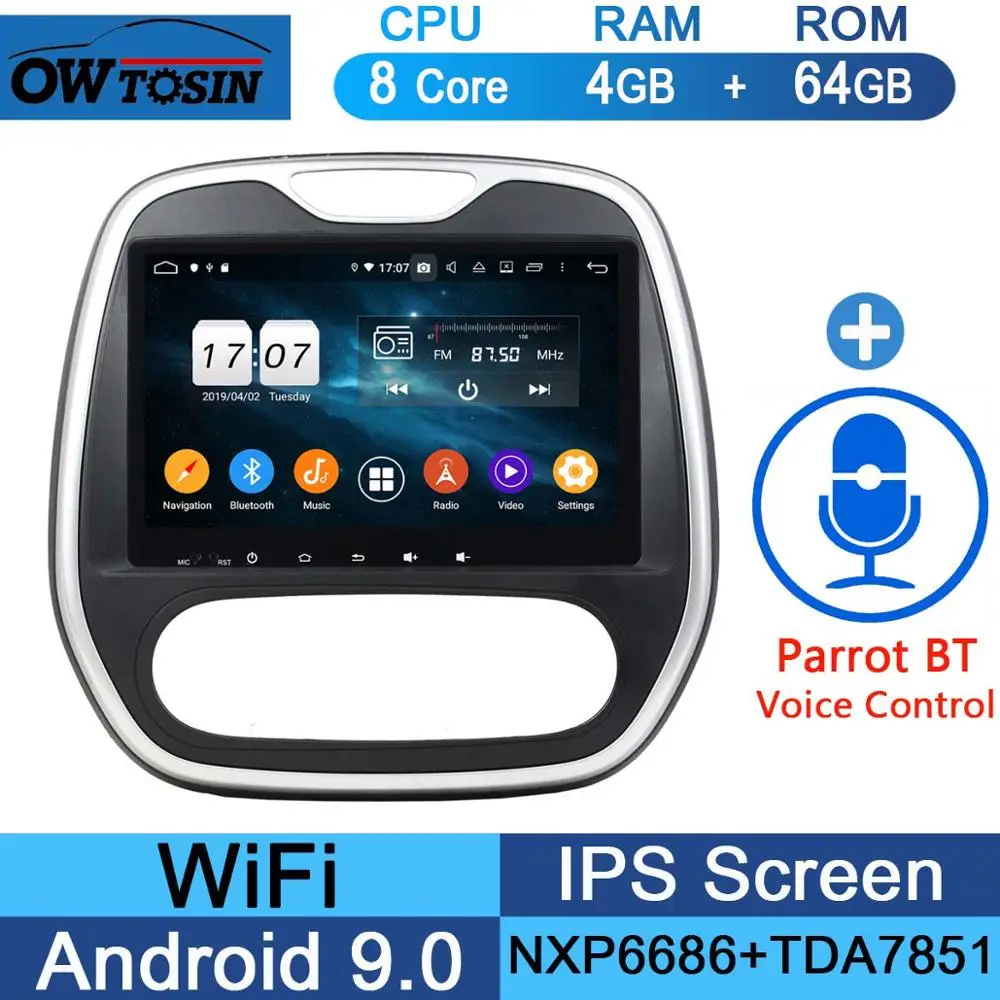 64G Parrot BT Ips " Android 9,0 8 ядерный 4G+ 64G Автомобильный мультимедийный плеер для Renault Capture captur 2011- MT gps Радио Стерео CarPlay Parrot BT - Цвет: 64G Parrot BT