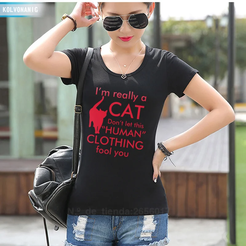 Лето 2020 футболка с надписью I'm действительно A Cat't Let This Human и принтом смешного