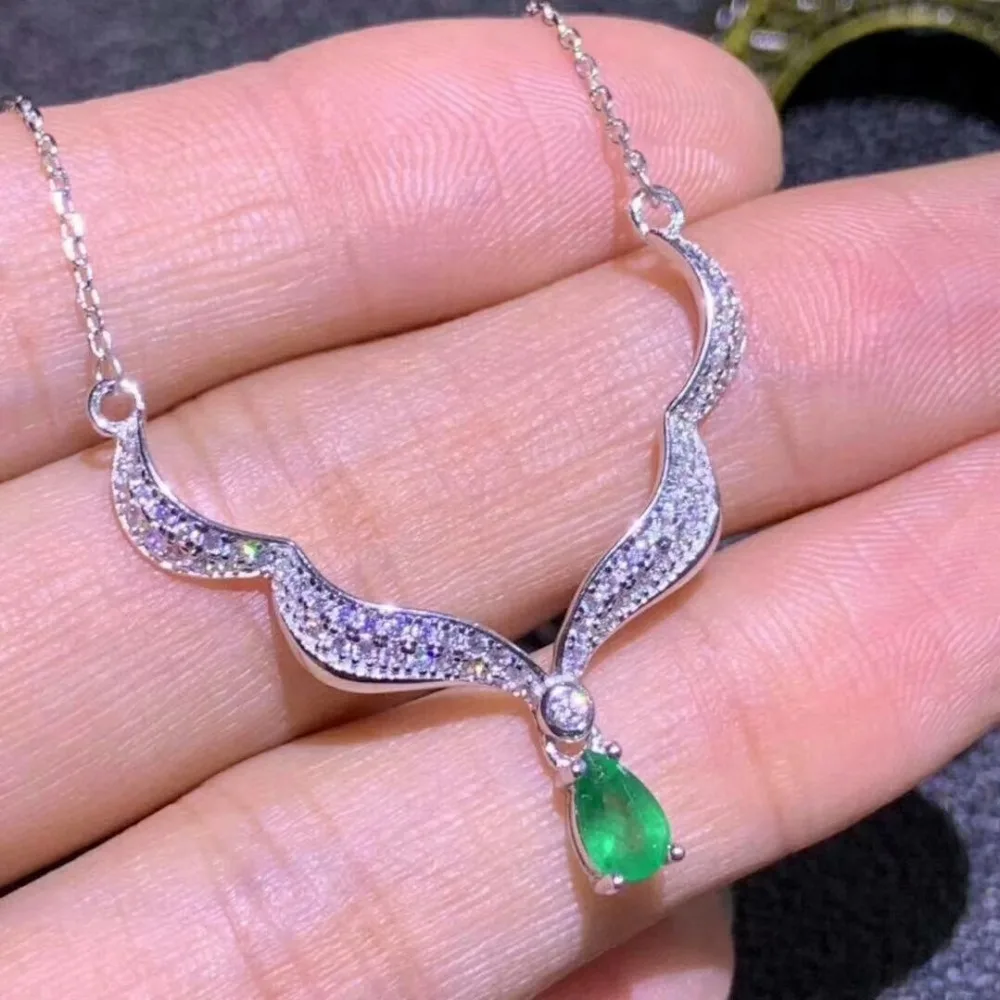 SHILOVEM серебро 925 пробы настоящие натуральные изумрудные кулоны классические