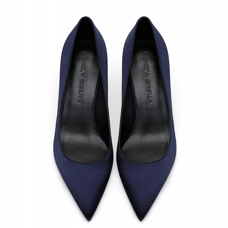 10cm Heel Height Новые женские брендовые туфли-лодочки с острым носком на тонком каблуке; офисные женские шелковые туфли; женские весенние туфли-лодочки для работы; большие размеры 34-40; F0041 - Цвет: 10cm Heel Height