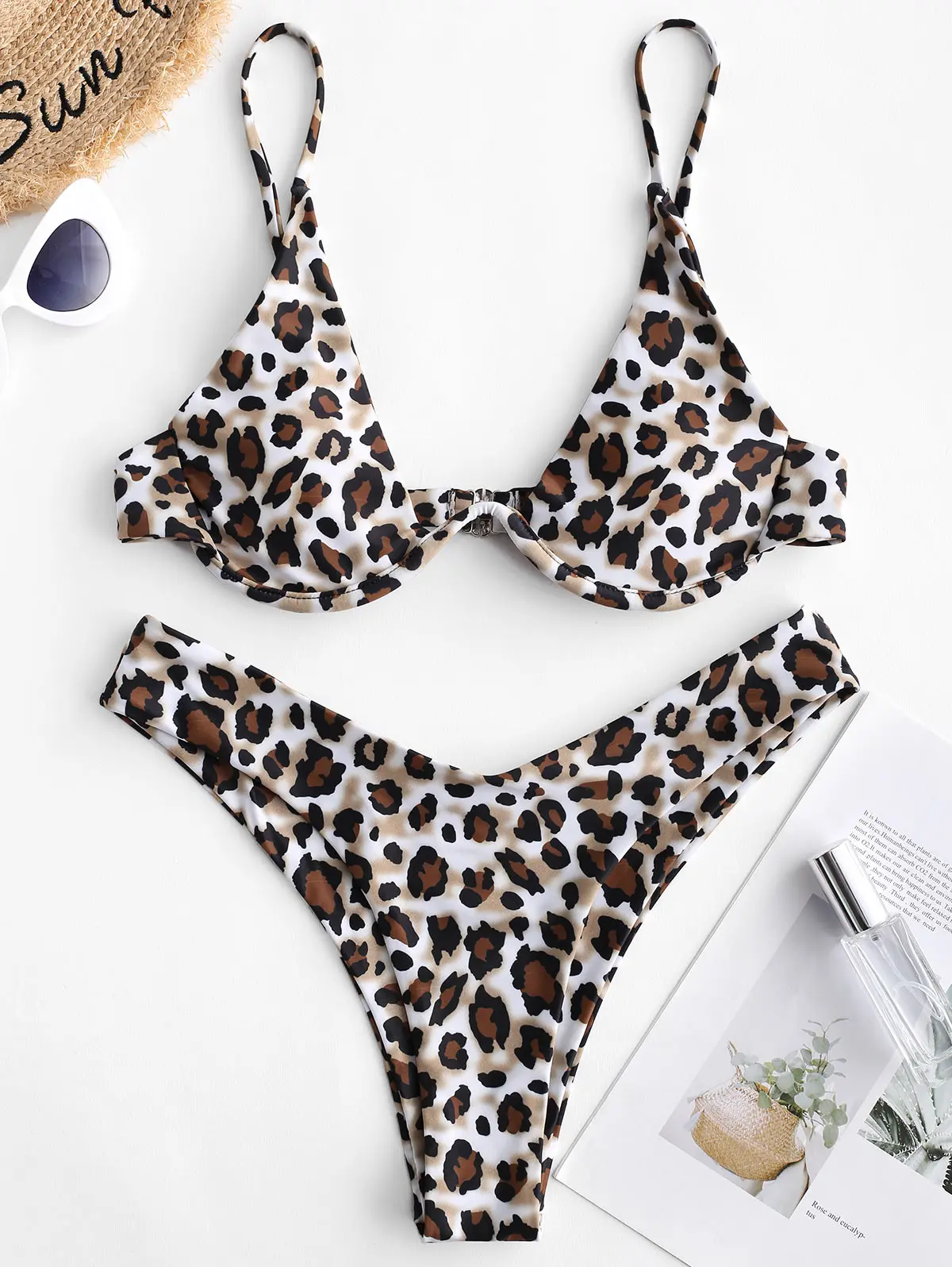 ZAFUL Leopard High Cut Underwire Bikini Set Padded Sexy Summer Swimwear Women Push Up Print Swimming Suit |
