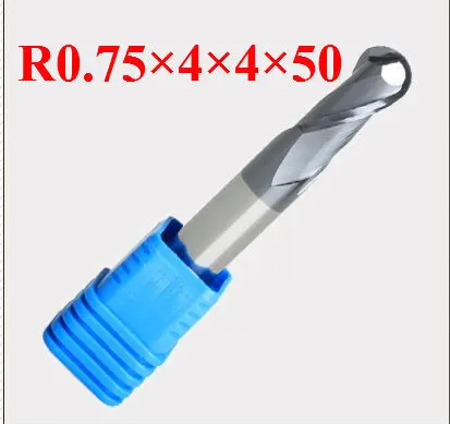 

CNC tool TAPC tungsten alloy milling cutter alloy ball end milling cutter HRC50 2F-R0.75*4*4*50