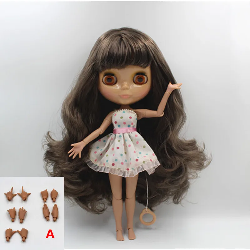 Blygirl Обнаженная кукла Blyth кукла темно-серая челка волосы больше суставов тело 19 суставов пшеничная кожа цвет может изменить тело DIY кукла - Цвет: Doll A