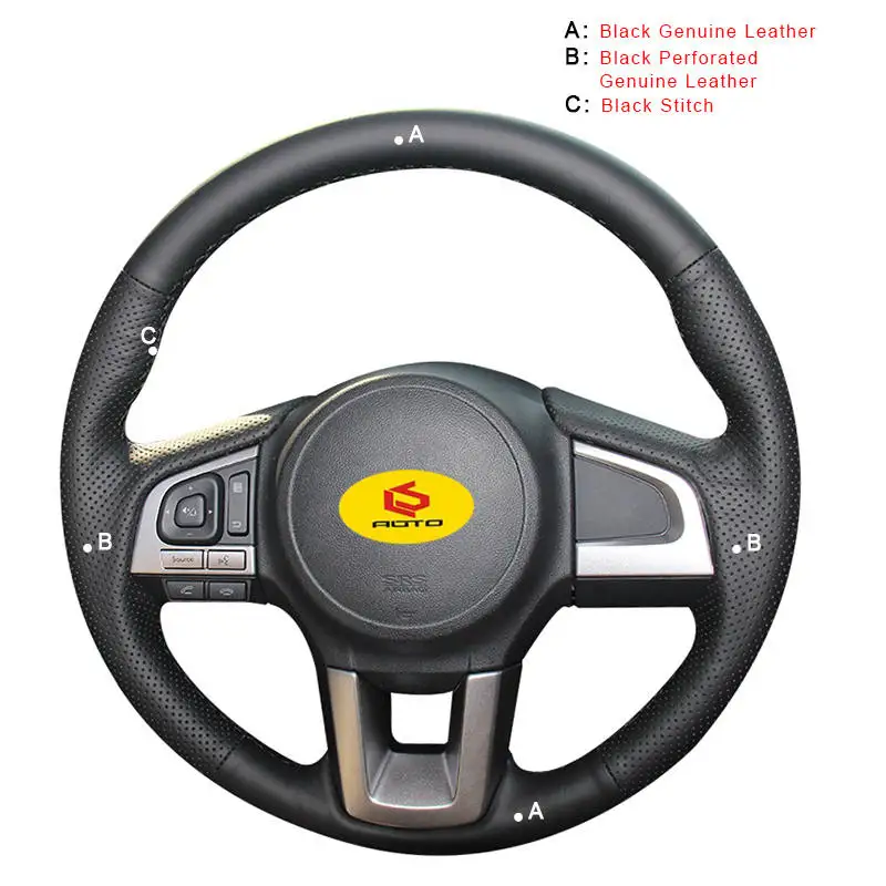 Genuine Leather Оплетка автомобиля на руле Крышка для Subaru Legacy Outback XV Forester ручная швейное Колесо Крышки - Название цвета: Genuine Leather