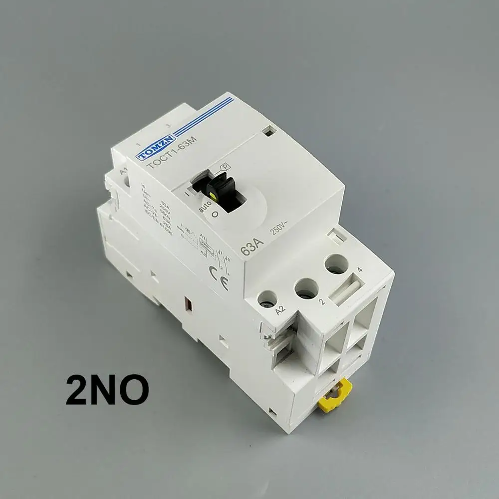 2NO TOCT1 Американская классификация проводов 2р 63A 220 V/230 V 50/60HZ Din rail бытовой ac Контактор В соответствии с стандартом с ручным Управление переключатель 2NO или 1NO 1NC или 2NC - Цвет: 2NO