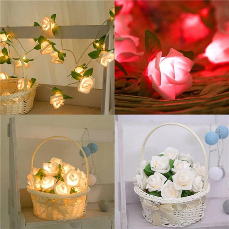 Праздничные украшения светодиодсветильник гирлянда 20 цветов розы для вечеринок