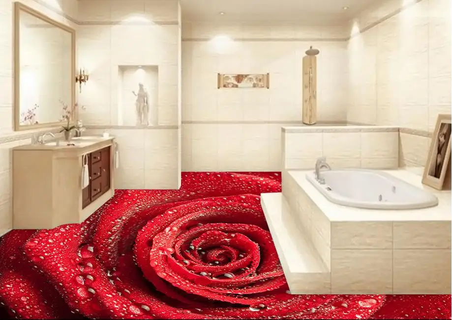 3D обои 3d пол фрески ПВХ обычай фото самоклеящиеся водонепроницаемый красная роза