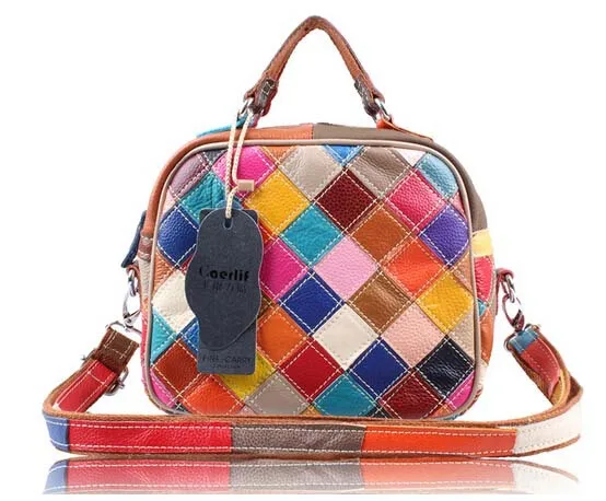 K608 colorful Новинка, сумка из натуральной кожи, цветы, пэчворк, женские сумки-мессенджеры, через плечо, модные дизайнерские сумки, сумка на плечо - Цвет: K608 colorful
