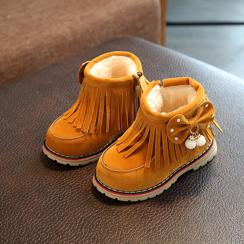 2019 г. Зимние модные ботинки для маленьких девочек Теплая обувь из плюша и хлопка