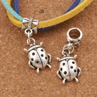 ladybug charm beads 11x28 5mm 25pcs zinc alloy dangle fit european bracelets jewelry diy b1553
