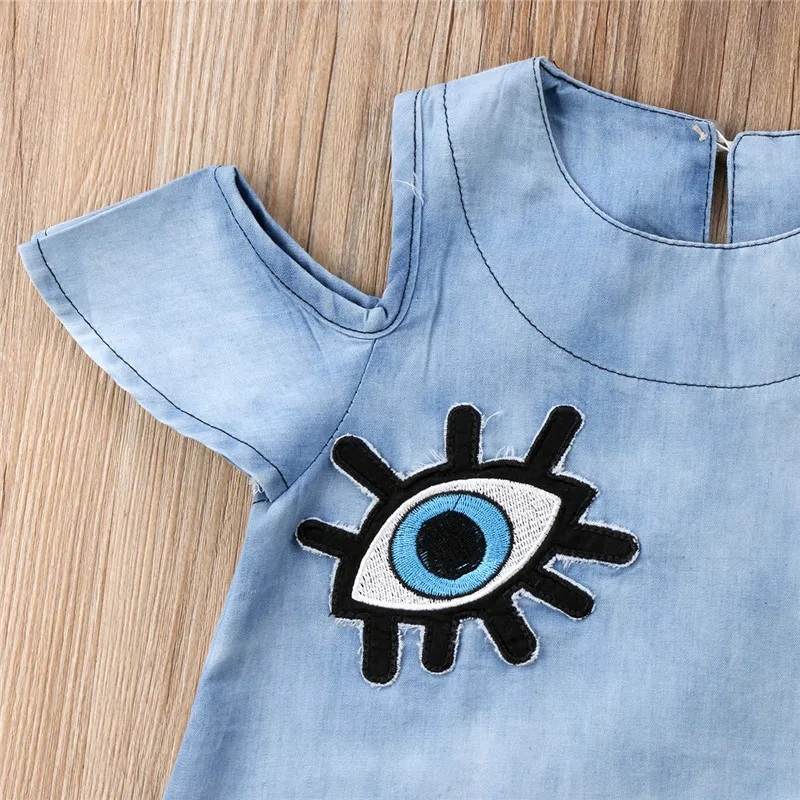 Модная детская одежда для маленьких девочек милое повседневное джинсовое платье