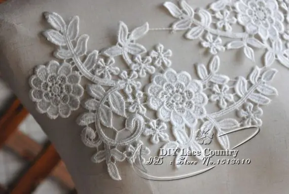 (5 парт/Лот) белые кружевные аппликации с цветочным мотивом свадебные нашивки