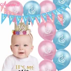 Amawill полудень рождения, вечеринка, это мой 12 день рождения, баннер, розовые, синие латексные шары, 6 месяцев, детский душ, украшения для мальчиков и девочек 7D
