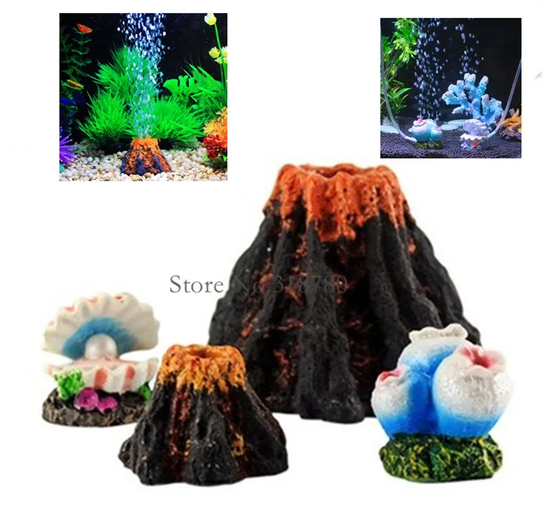1 шт. украшение для аквариума космический корабль вулкан жемчужные украшения с дизайном «ракушка» рыба скрывается пещера отверстие аквариум Воздушный камень пузырь Декор