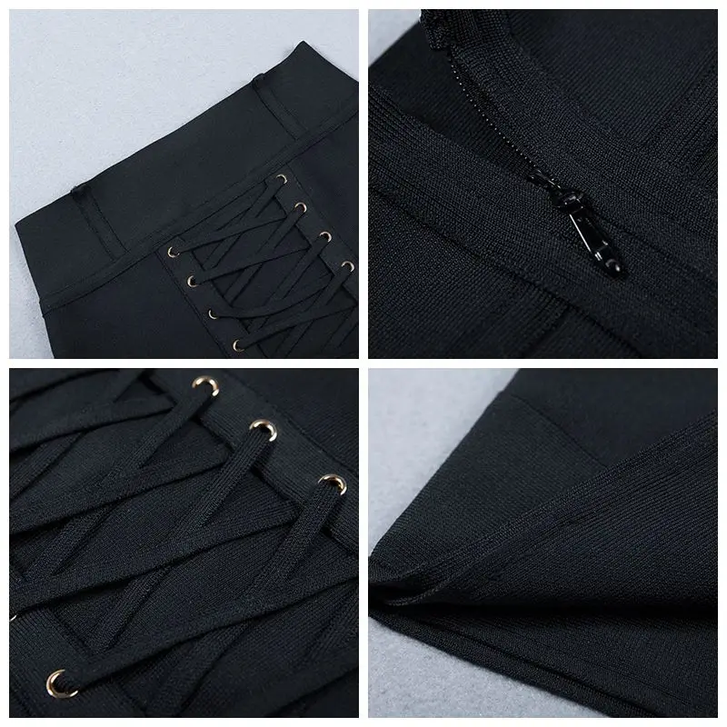 Женская облегающая мини юбка ADYCE черная или телесная карандаш на шнурках для