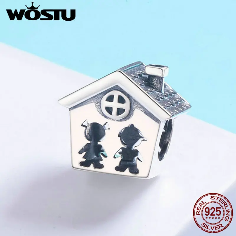 WOSTU Аутентичные 925 пробы Серебряный совершенство сладкий дом семья вместе