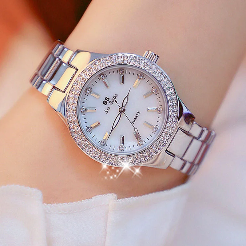 

2019 Women Rhinestone Watch Fashion Casual Women Silver & Gold Wristwatches Gift Clock Relogio Feminino waterproof whatches