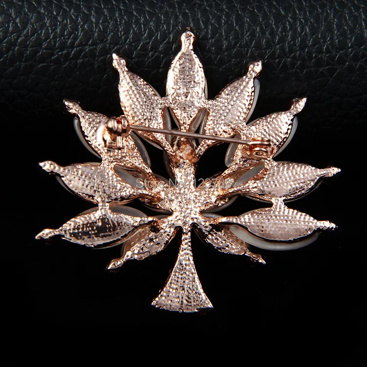 2017 New Fashion Delicate Rhinestone Brooch Leaf Crystal Cat-Eye Stone Corsage Personality Tree Pin Cape Buckle Female | Украшения и