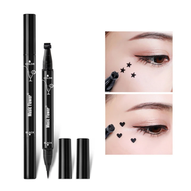 Двухголовый жидкий карандаш для глаз водостойкий стойкий подводки Гладкий