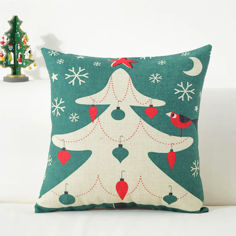 

Christmas gift winter snowman new year waist pillow pillowcase snowflake office cotton pillowcase