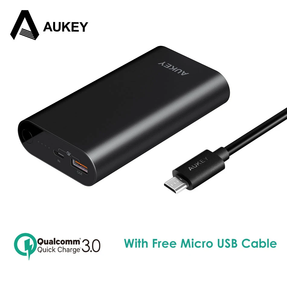 AUKEY Мощность Bank 10000 мАч Quick Charge 3 0 Портативный быстро Зарядное устройство банка для