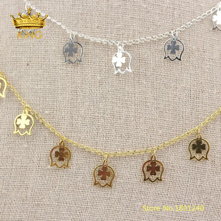

5meters Flower Charms Copper Chain Findings Fine Jewelry,Handmade Copper Beaded Chain Beading Reiki Necklace Rosary Chains ZJ273