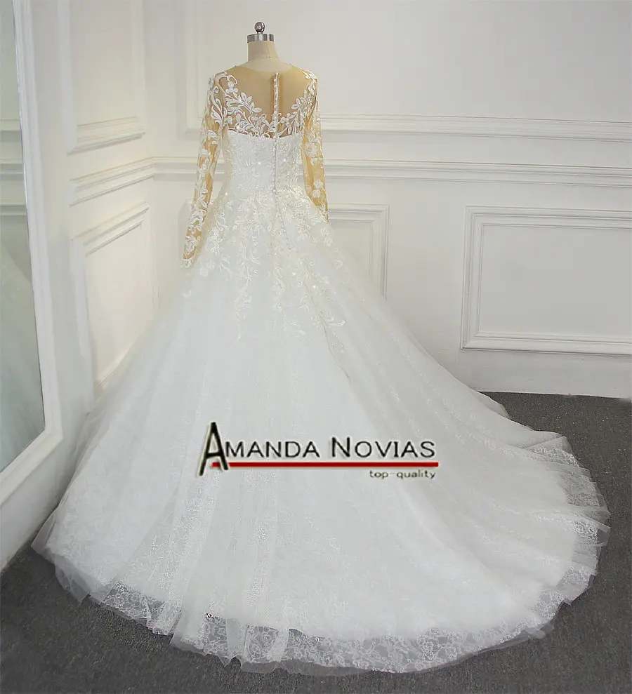 2019 г. кружевные аппликации с длинным рукавом трапециевидные свадебные платья