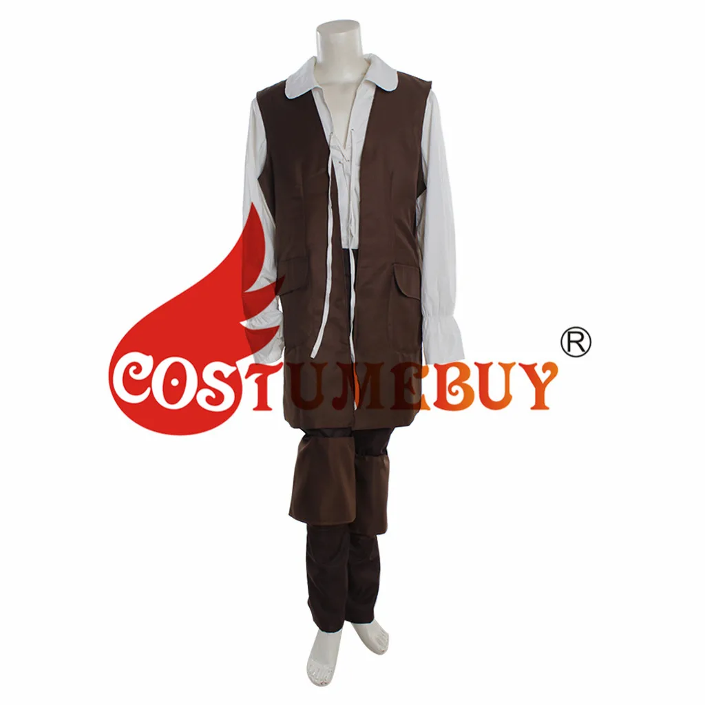 CostumeBuy фильм Пираты Карибского моря Карибский Капитан Джек Воробей Косплэй взрослый костюм коричневый костюм с жилетом L920