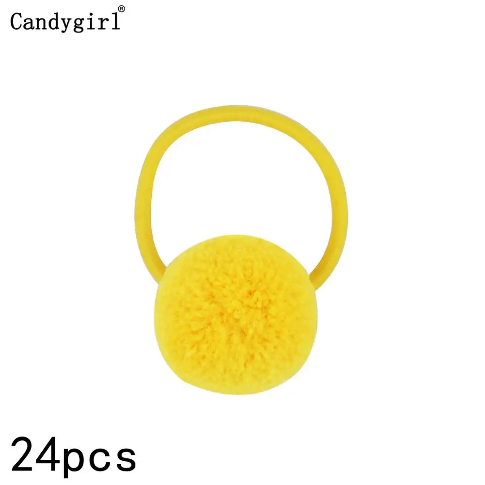 Yellow Hair Rope 24 шт., меховой шарик, эластичный, для девушек, женщин, конский хвост, держатели, плюшевый шар, кольцо для волос, эластичная резинка для волос, резинка для волос, аксессуары для волос, резинка для волос - Цвет: Yellow Hair Rope