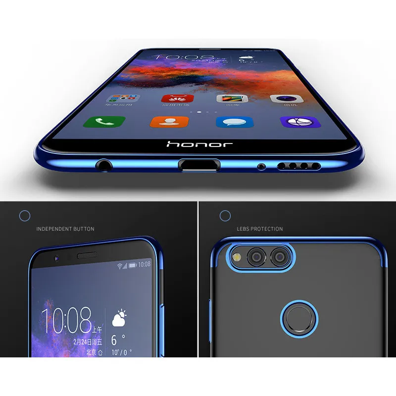 NFH мягкий чехол для Huawei Honor 7X роскошный силиконовый бампер ТПУ противоударный чехол для Huawei Honor 7 X прозрачная задняя крышка