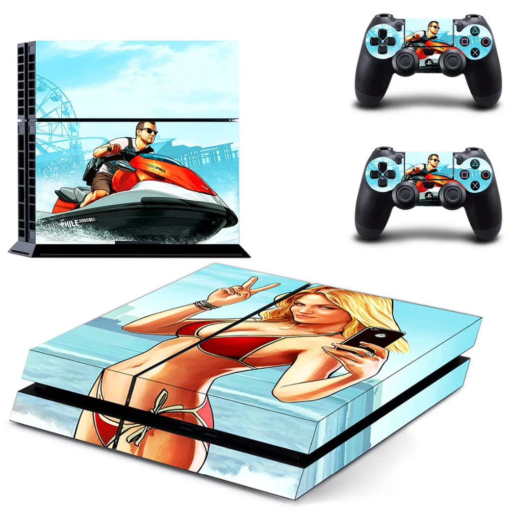 Grand Theft Auto V GTA 5 PS4 Наклейка для консоли Sony PlayStation 4 и 2 контроллера наклейка