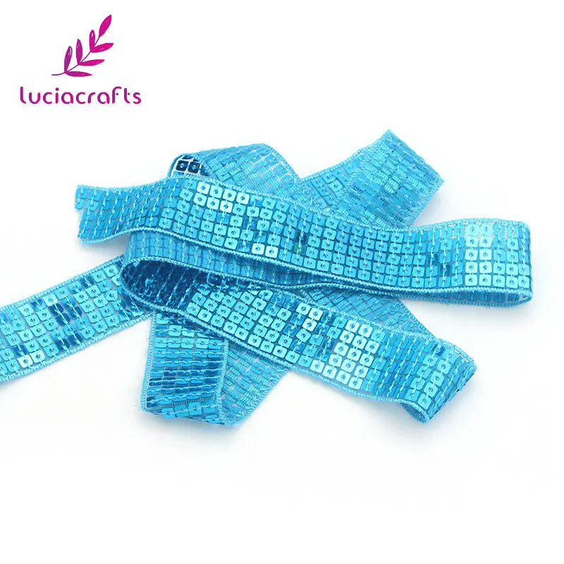 Lake blue Lucia crafts 1 ярд/лот Блестки Бисероплетение отделка Кружева Spangle ленты DIY ручной работы шитье головной убор свадебное украшение R0803 - Цвет: Lake blue