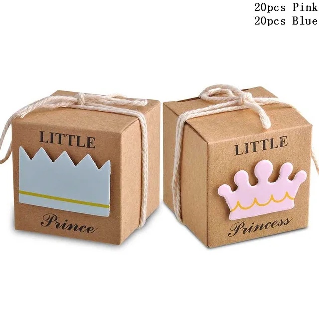 40pcs mix 20/40pcs Kraft Paper Candy Box Baby Shower Gifts For Guest Kid Birthday Party Babyshower Boy Girl Gift Box 1th Party Supplies - Цвет: 40pcs mix