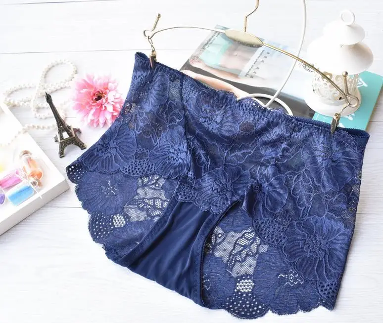 dark blue AS41 мягкие трусики сексуальное женское нижнее белье женские трусики полностью прозрачные цветочные кружева Бесшовные размера плюс женское нижнее белье - Цвет: dark blue