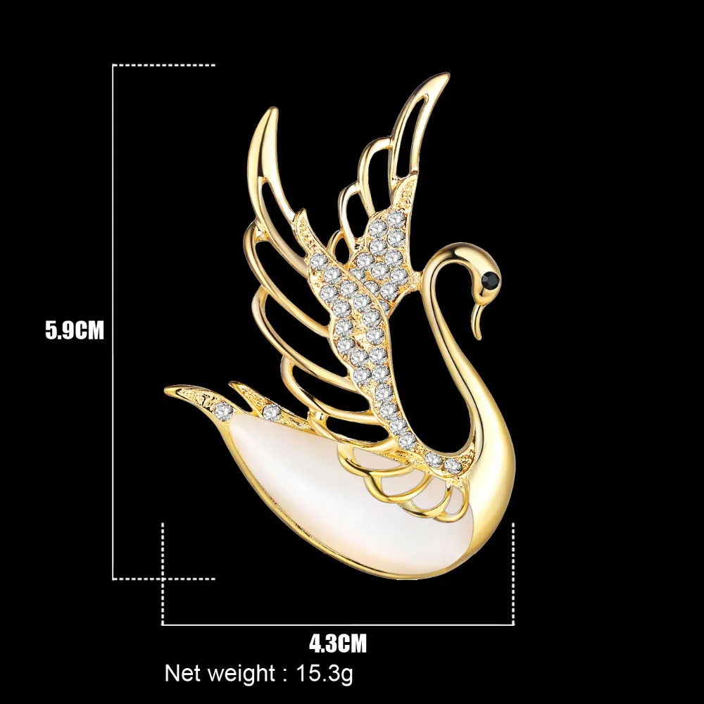 WEVENI Rhinestone Alloy Swan Brooch For Women Brooches Pin Collar Scarf Decoration New Fashion Animal Jewelry Accessories | Украшения и