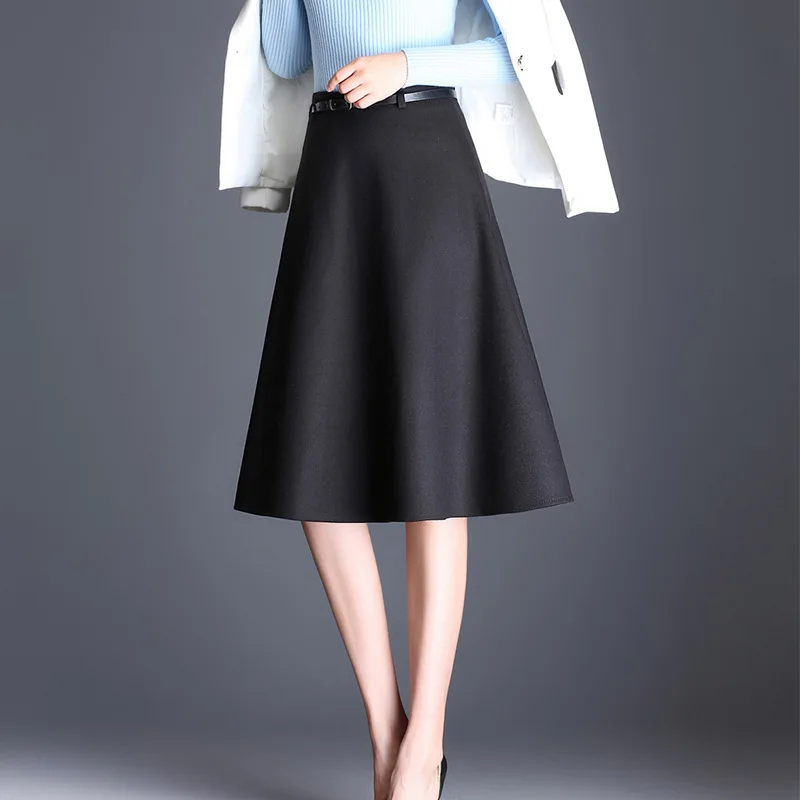 Женская шерстяная юбка LXMSTH тонкая средней длины с высокой талией большие размеры