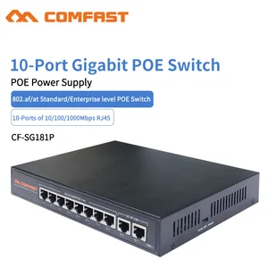 Comfast SG181P 10 Port Gigabit POE Network Switch Gigabit Switch ethernet 10 *10/100/1000Mbps RJ45Port 1000M 802.11af/at Switch