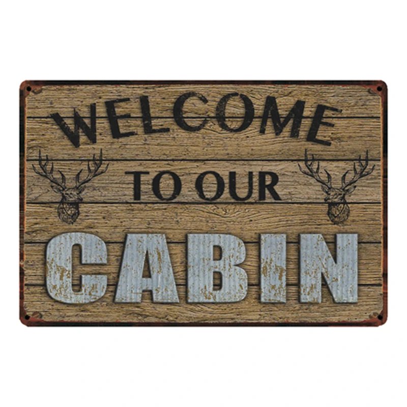 

[ Kelly66 ] Welcome CABIN Christmas Metal Sign Tin Poster Home Decor Bar Wall Art Painting 20*30 CM Size y-2002