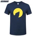 Мужская хлопковая футболка с короткими рукавами, Повседневная футболка большого размера с забавным принтом волка Хоя до Луны, лето 2021