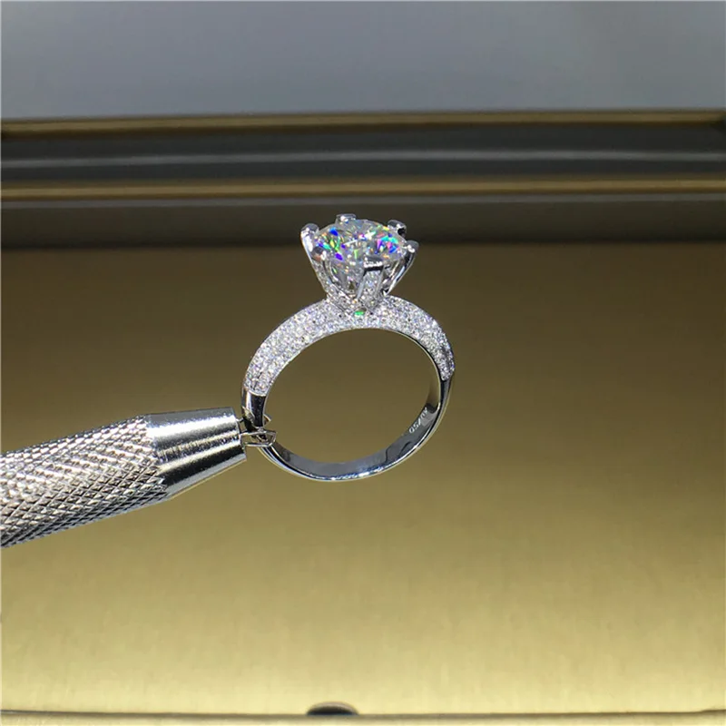 100% 18K Золотое кольцо 3 карат D color VVS Moissanite Diamond подлинной MO 005|Кольца| |
