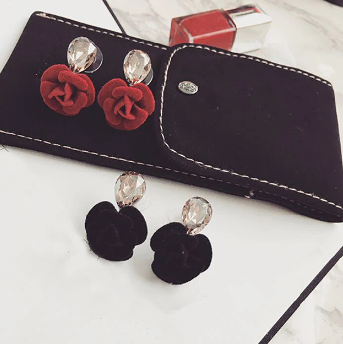 Women's Crystal stereoscopic 3D flowers stud earrings Temperamental lovely elegant all-match fashionable simple Earrings | Украшения и