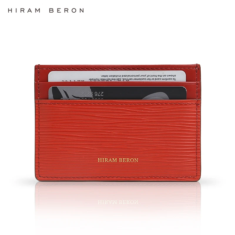 Кожаный тонкий чехол Hiram Beron с монограммой для карт из натуральной кожи