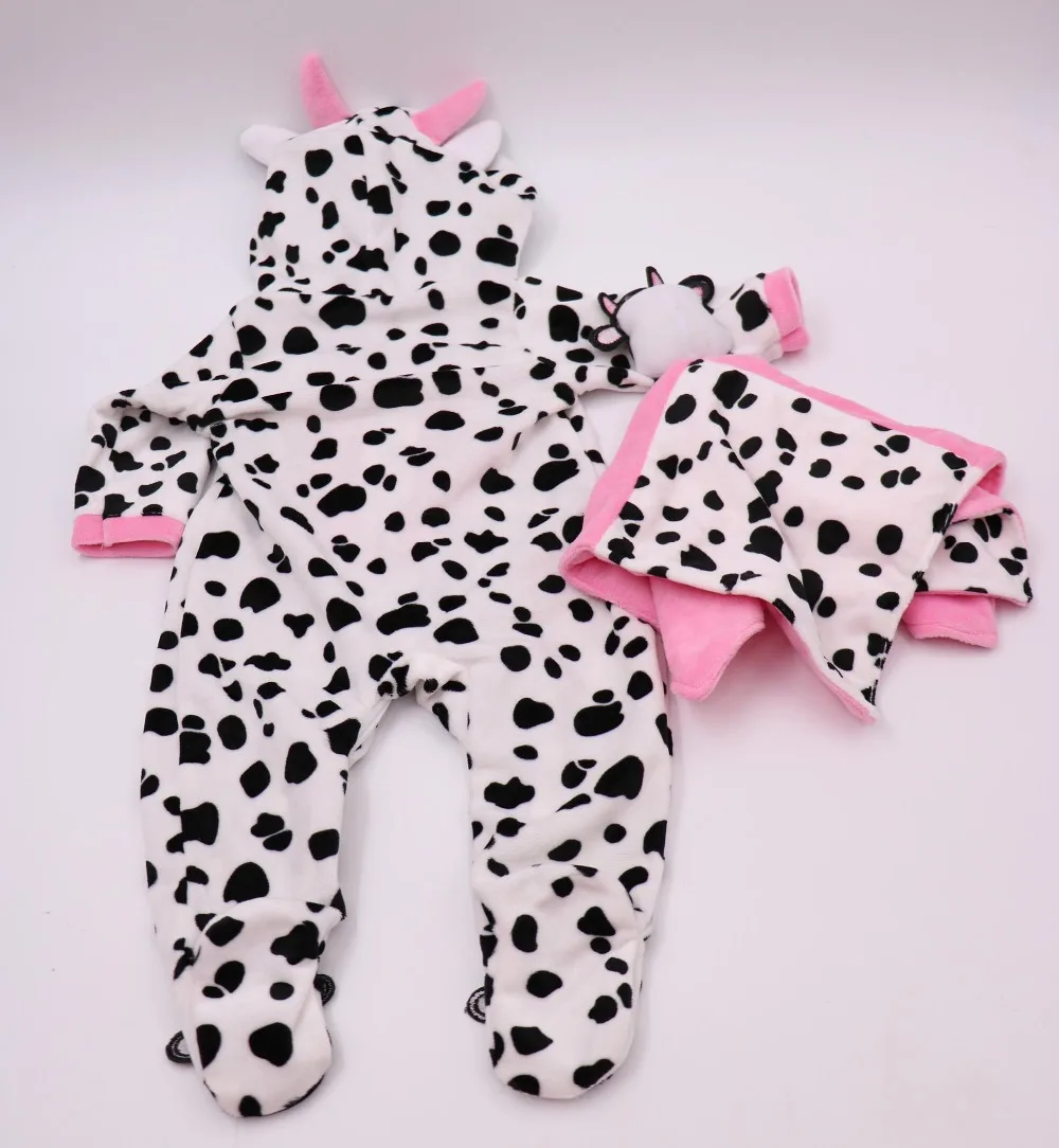 50-57cm Reborn silicone babies doll clothes fashion 2pcs/set cow pattern plush feel toddler girl as summer dress 2019 | Игрушки и хобби