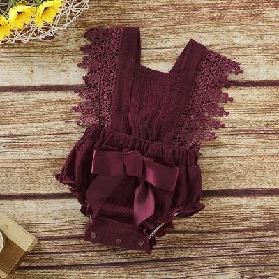 Фиолетовый Bebe вечерние кружевные комбинезоны с открытой спиной для новорожденных девочек, одежда для фотосессии, аксессуары для студийной фотосессии - Цвет: Фиолетовый