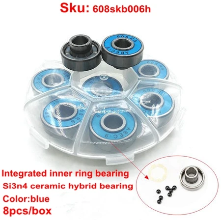 8pc blue Новинка! черный керамический шариковый подшипник для скейтборда 608rs, интегрированный разделительный подшипник для Лонгборда, дрифт, дэнсборд, удлиненная распорка 608 - Цвет: 8pc blue
