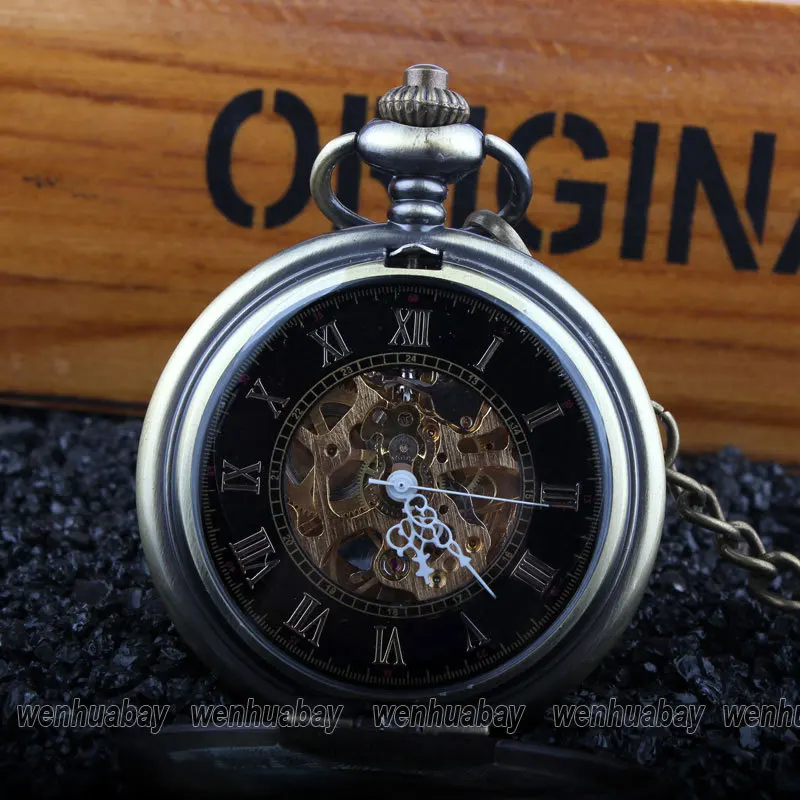 Лидер продаж Феникс крыло Полый Бронзовый корпус черный циферблат Скелет