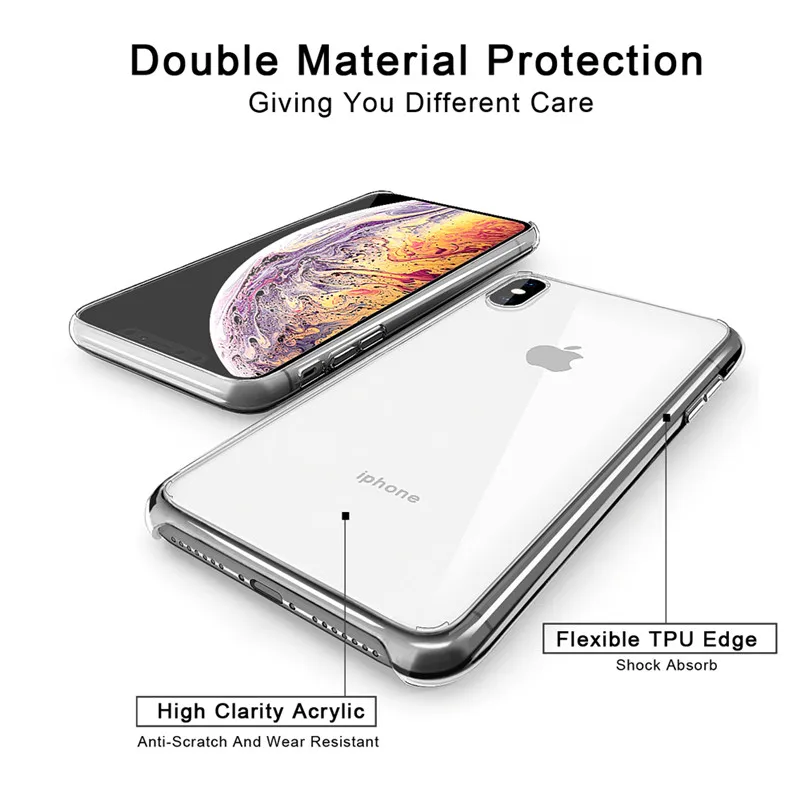 1:1 Официальный Стиль Прозрачный чехол для телефона для iPhone 8 7 6 6s Plus HD прозрачный противоударный чехол для iPhone X Xr Xs Max