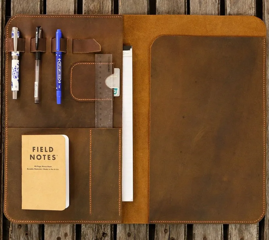 Travel leather legal pad portfolio / Personalized size Legal Pad Folder organizer writing case fit for 8.5*14&quot | Багаж и сумки